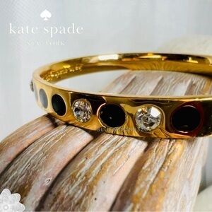KATE SPADE Black and Gold with Clear Crystal Bracelet